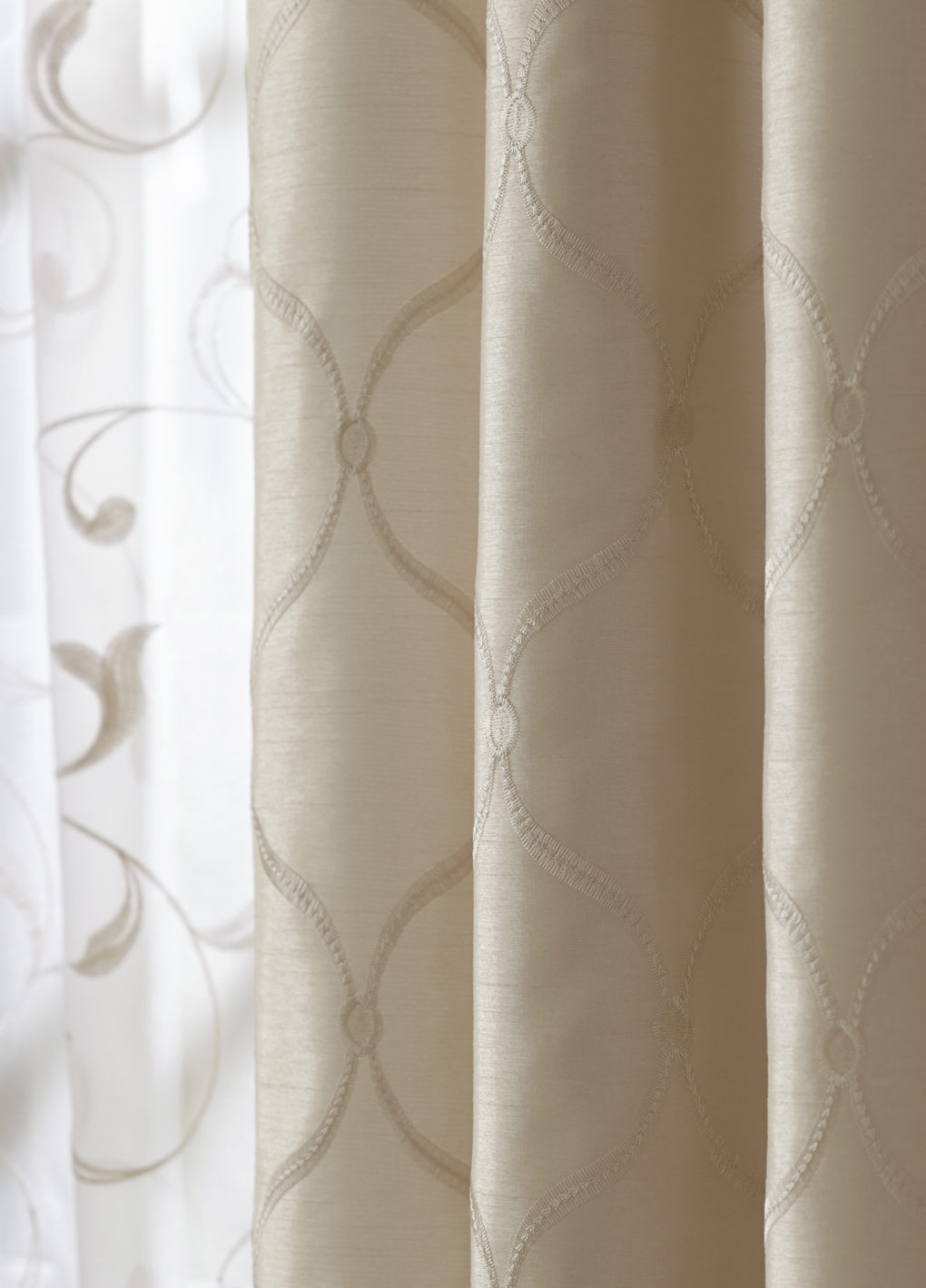 Royal Velvet Geneva Embroidered Rod Pocket Sheer Curtain Panel Fawn